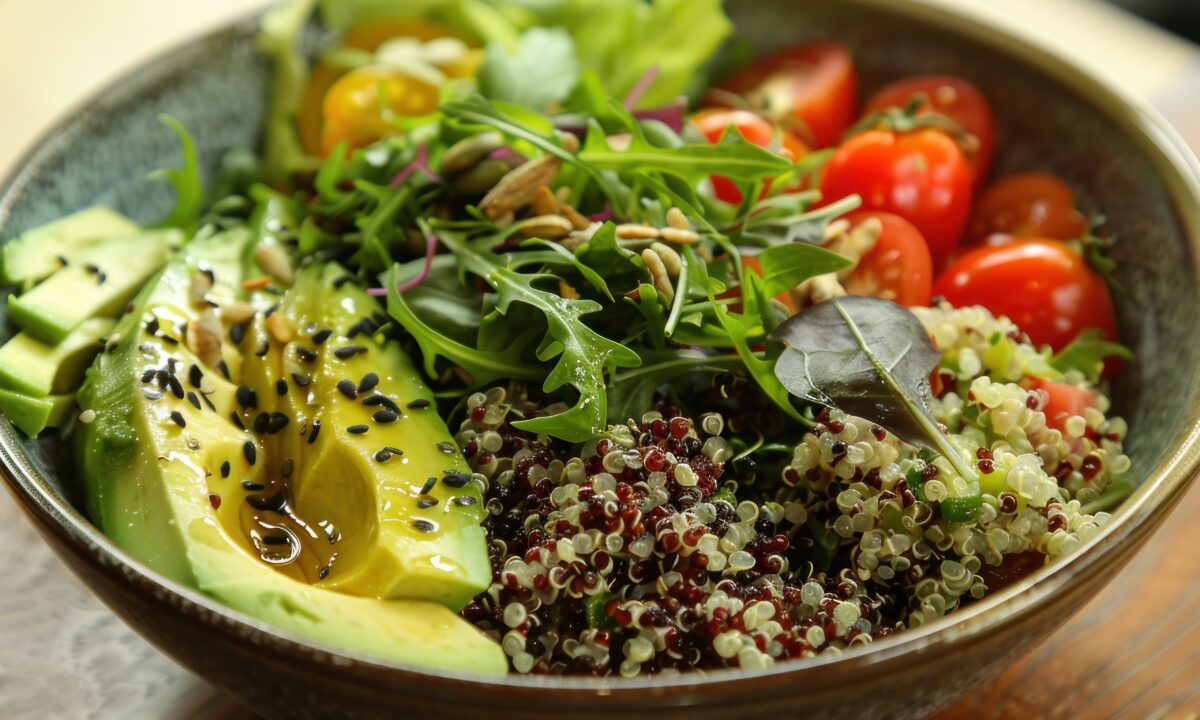 Салат из киноа и авокадо