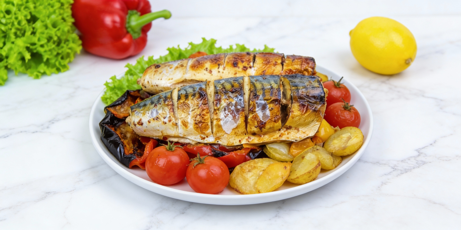 скумбрія з овочами