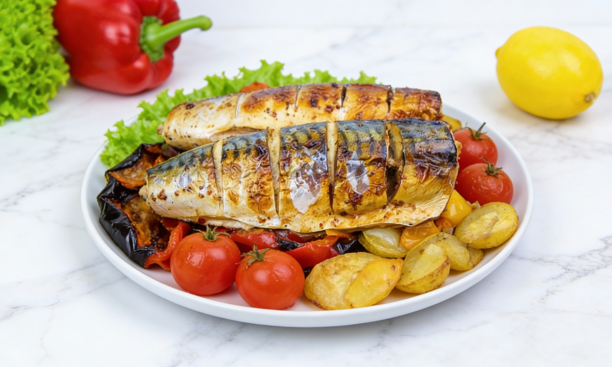 скумбрія з овочами