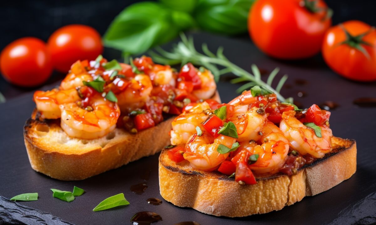 Брускетта з креветками