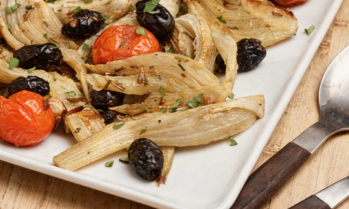 Ароматный фенхель запеченный с помидорами и оливками за 30 минут